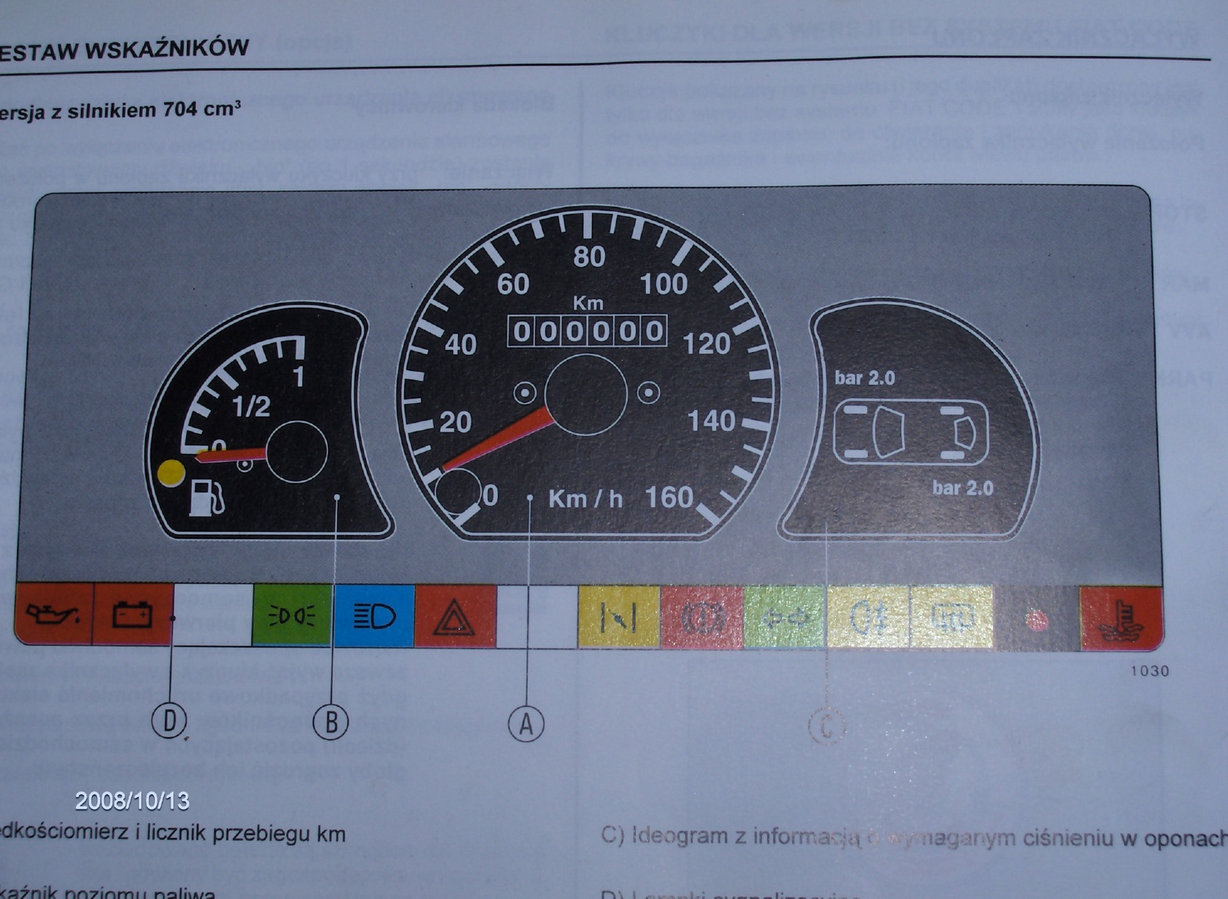 Fiat Cinquecento podświetlanie wskaźnika dmuchawy FIAT